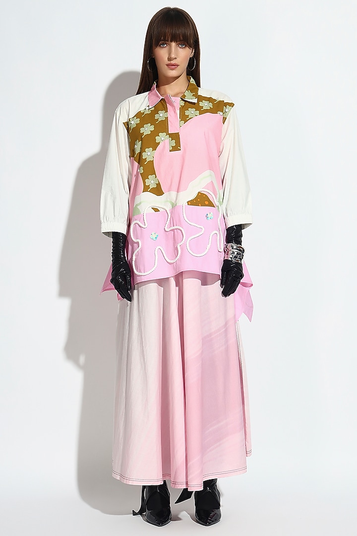 Pastel Pink Cotton Skirt Set by BluntBuck at Pernia's Pop Up Shop