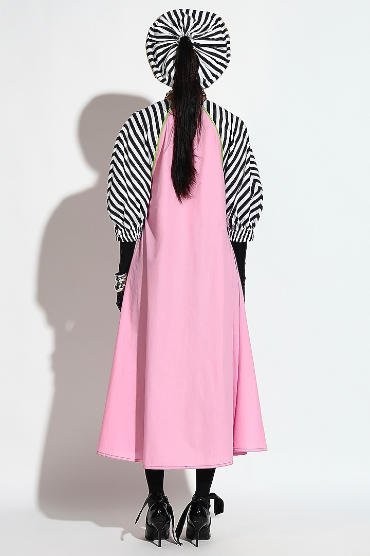 Pastel Pink Cotton Striped Midi Summer Dress by BluntBuck at Pernia's Pop Up Shop