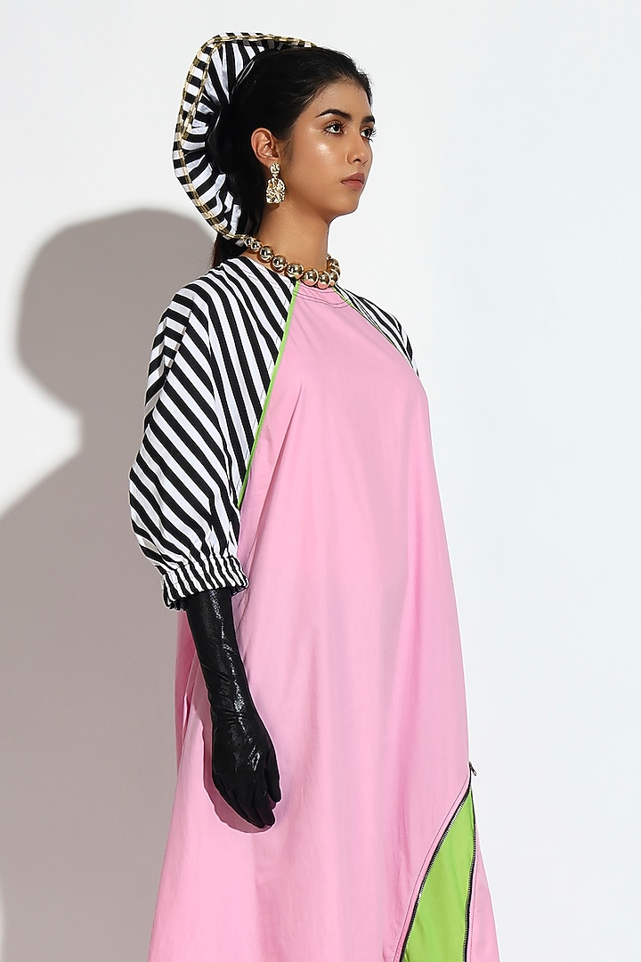 Pastel Pink Cotton Striped Midi Summer Dress by BluntBuck at Pernia's Pop Up Shop