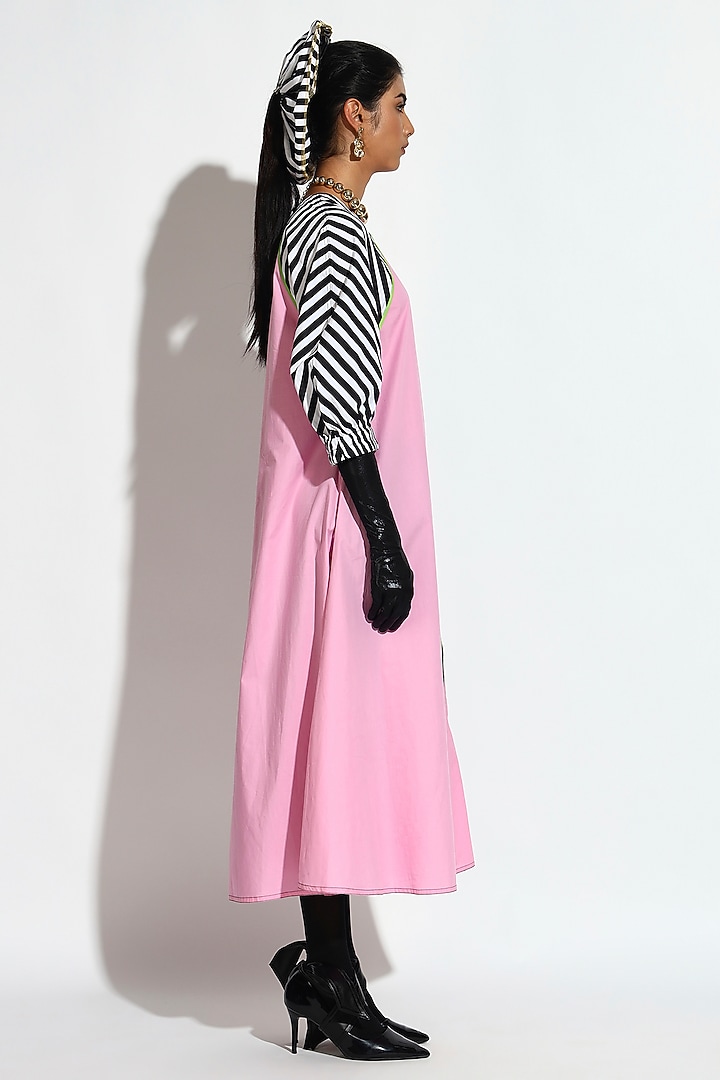 Pastel Pink Cotton Striped Midi Summer Dress by BluntBuck at Pernia's Pop Up Shop