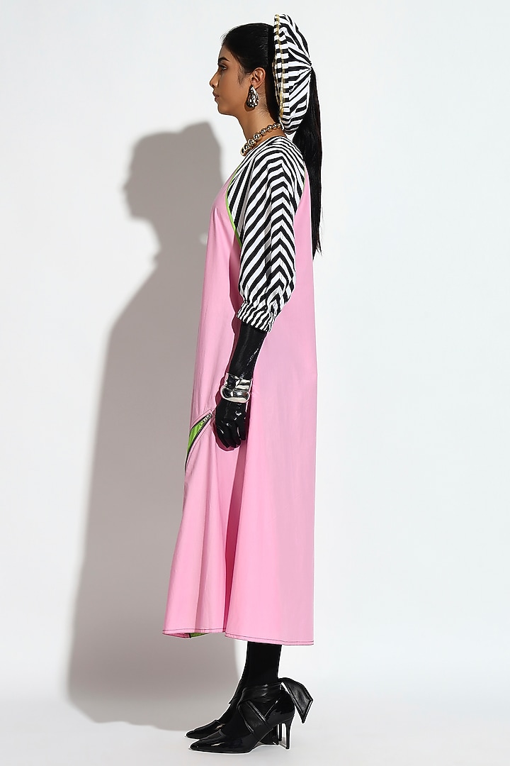 Pastel Pink Cotton Striped Midi Summer Dress by BluntBuck at Pernia's Pop Up Shop