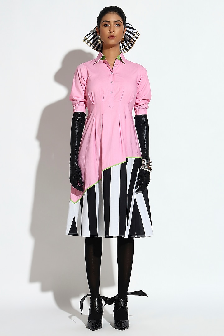 Pastel Pink Cotton Striped Midi Summer Dress by BluntBuck at Pernia's Pop Up Shop