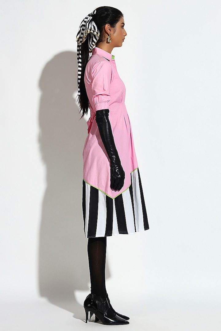 Pastel Pink Cotton Striped Midi Summer Dress by BluntBuck at Pernia's Pop Up Shop