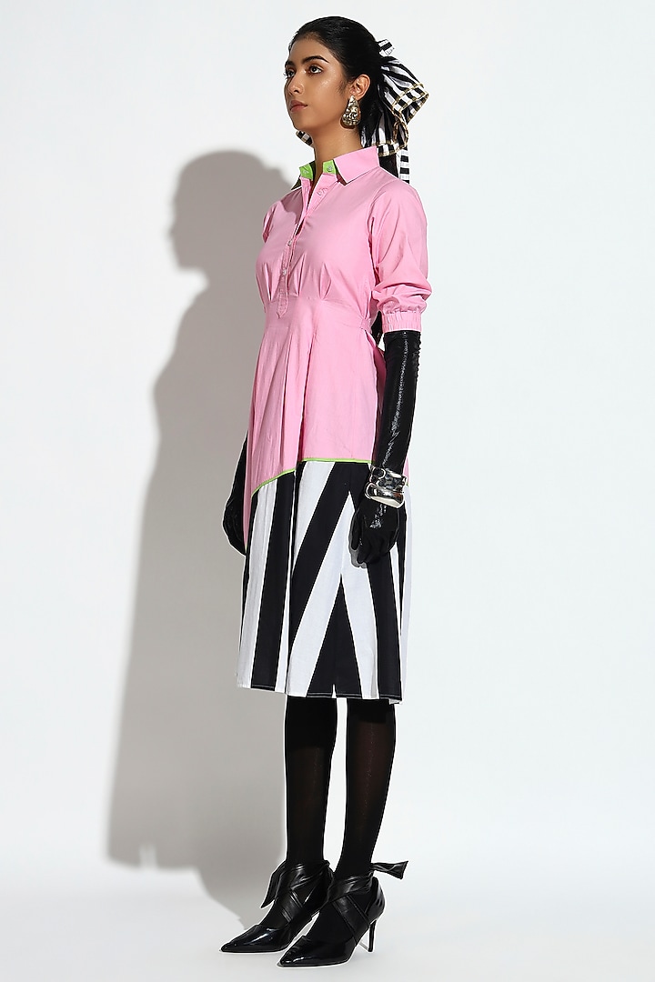 Pastel Pink Cotton Striped Midi Summer Dress by BluntBuck at Pernia's Pop Up Shop