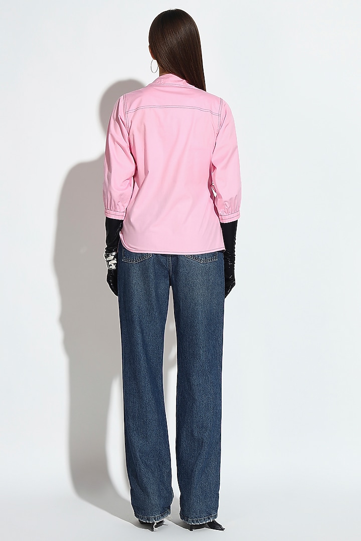 Pastel Pink Cotton Wrap Shirt by BluntBuck at Pernia's Pop Up Shop