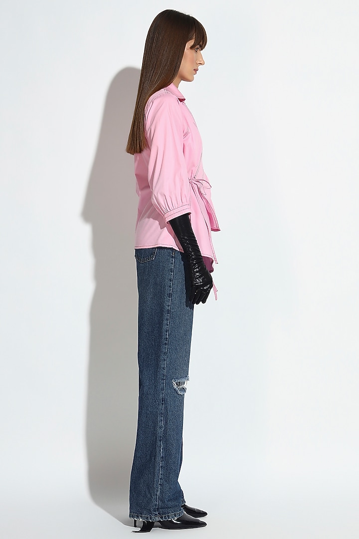 Pastel Pink Cotton Wrap Shirt by BluntBuck at Pernia's Pop Up Shop