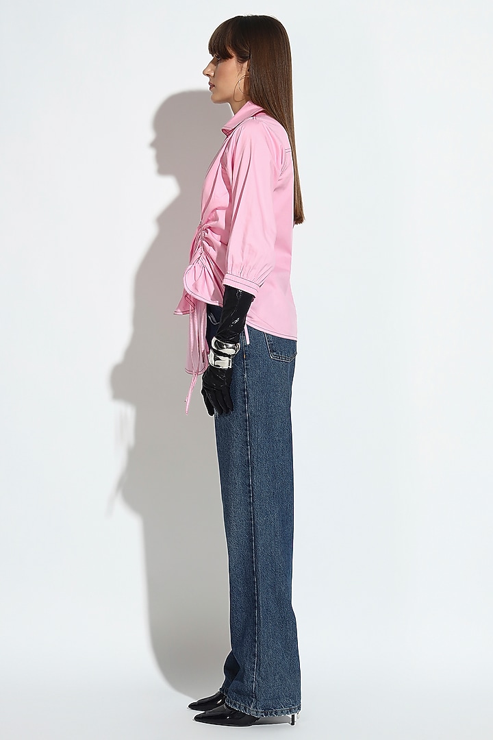 Pastel Pink Cotton Wrap Shirt by BluntBuck at Pernia's Pop Up Shop