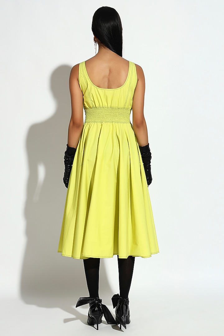 Bright Yellow Cotton Midi Summer Dress by BluntBuck at Pernia's Pop Up Shop