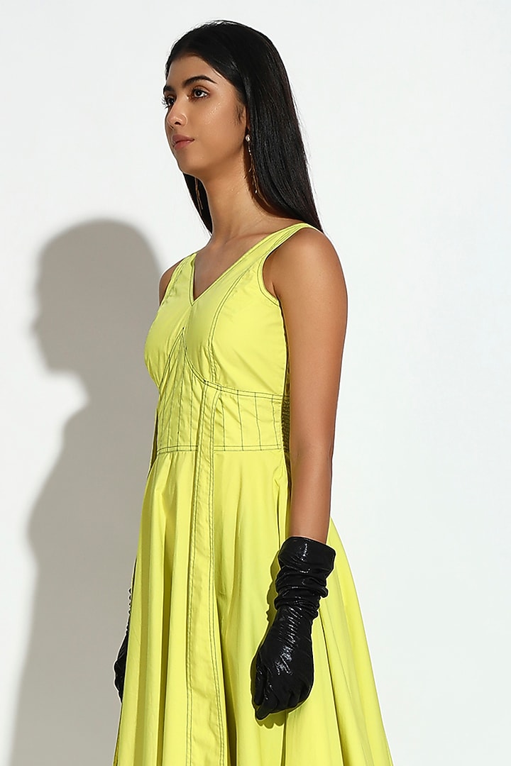 Bright Yellow Cotton Midi Summer Dress by BluntBuck at Pernia's Pop Up Shop