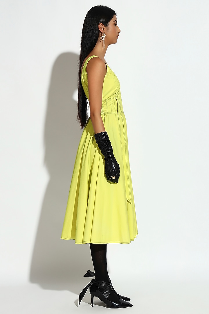 Bright Yellow Cotton Midi Summer Dress by BluntBuck at Pernia's Pop Up Shop