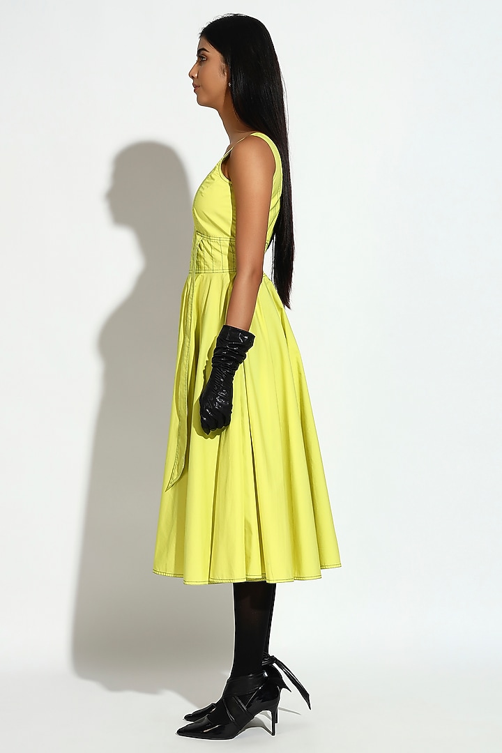 Bright Yellow Cotton Midi Summer Dress by BluntBuck at Pernia's Pop Up Shop