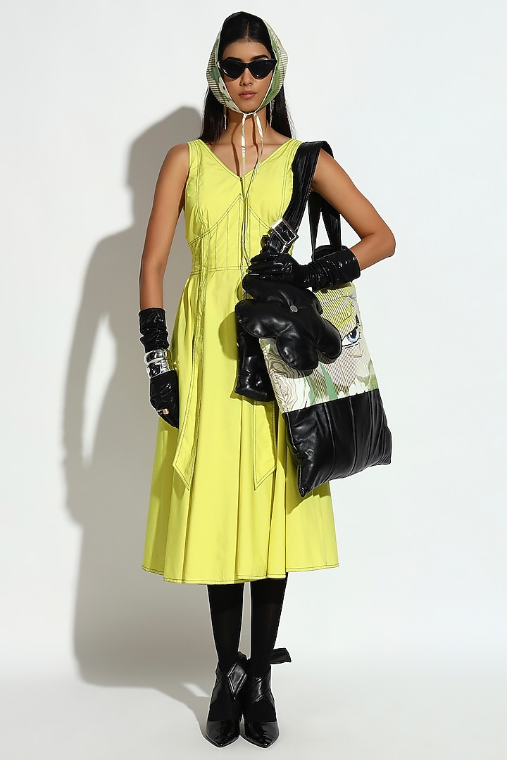 Bright Yellow Cotton Midi Summer Dress by BluntBuck at Pernia's Pop Up Shop
