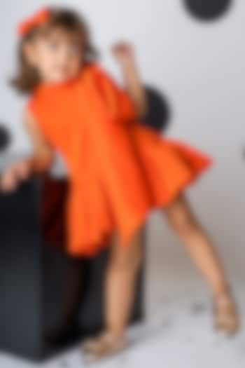 Orange Box Scuba Pleated Dress For Girls by Ba Ba Baby clothing co. at Pernia's Pop Up Shop