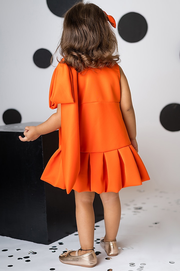 Orange Box Scuba Pleated Dress For Girls by Ba Ba Baby clothing at  Pernia's Pop Up Shop