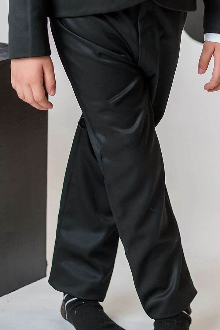 Black & White Suiting Embroidered Tuxedo Set For Boys by Ba Ba Baby clothing co. at Pernia's Pop Up Shop