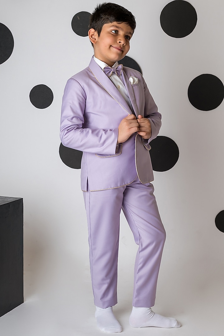 Lavender Suiting Suspender Blazer Set For Boys by Ba Ba Baby clothing co.