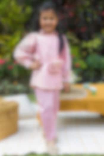 Pink Silk Thread Embroidered Co-Ord Set For Girls by Ba Ba Baby clothing co. at Pernia's Pop Up Shop