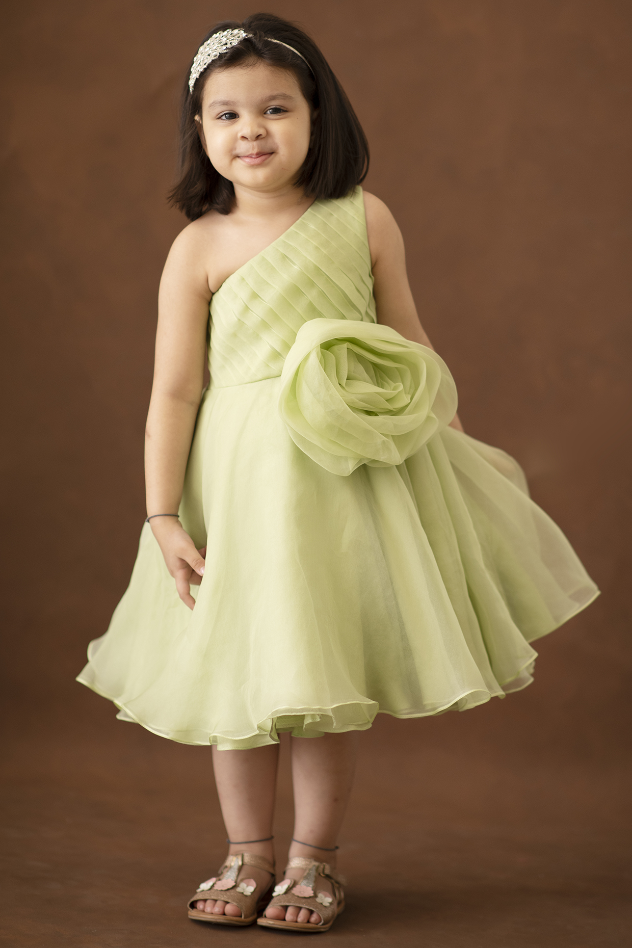 YELLOW FLOWERY DRESS IN VISCOSE, BABY
