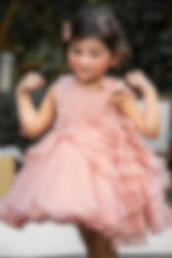 Soft Pink Embroidered Dress With Hair Accessory by Ba Ba Baby clothing co. at Pernia's Pop Up Shop