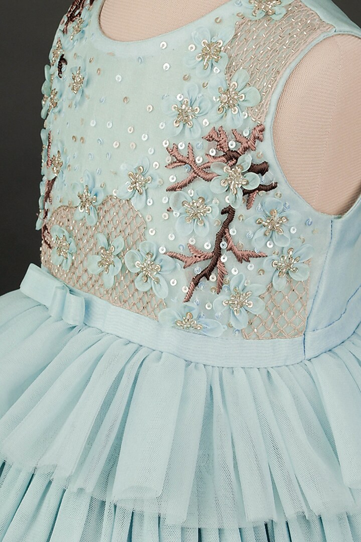 Pastel Blue Embroidered Gown With Hair Accessory by Ba Ba Baby clothing co. at Pernia's Pop Up Shop