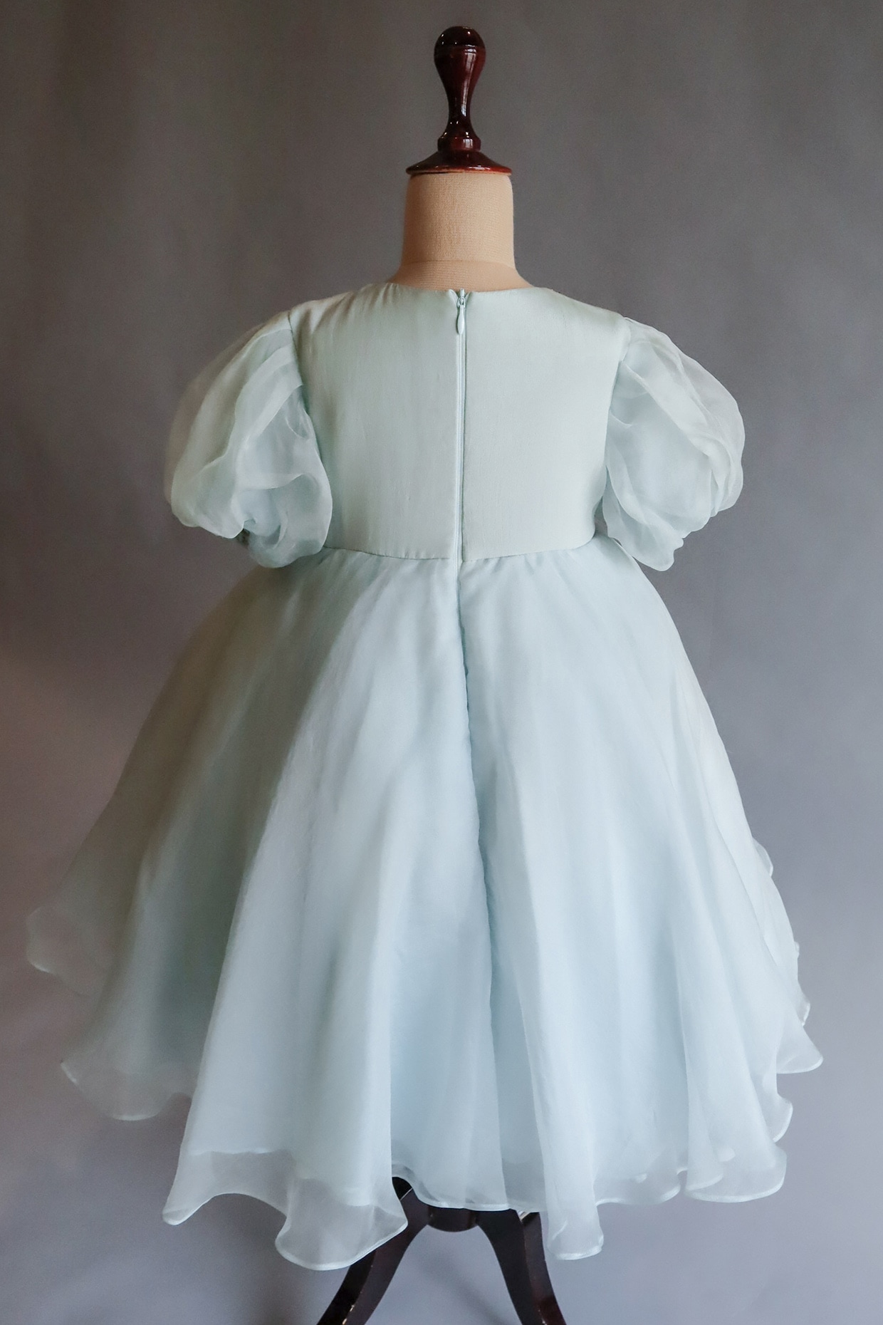 Pastel Blue Viscose Organza Gown With Hair Accessory Design by Ba