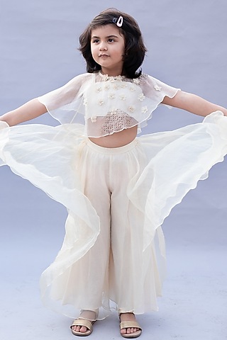 Ivory Organza Sharara Set With Hair Accessory by Ba Ba Baby clothing co.