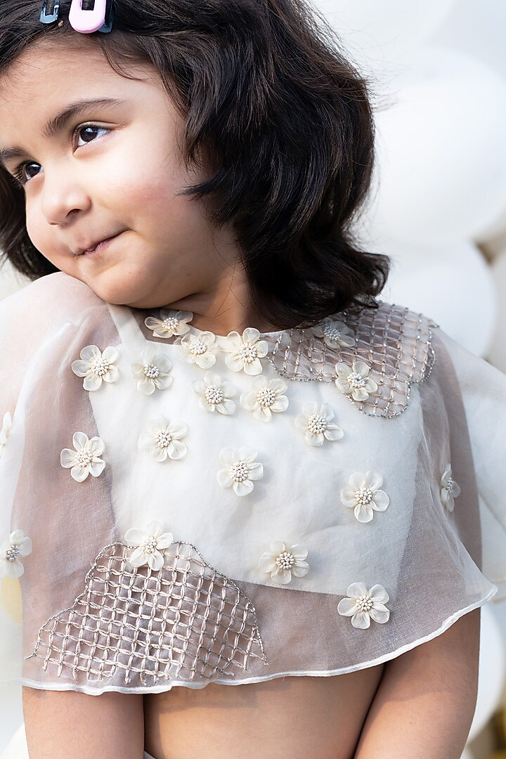 Ivory Organza Sharara Set With Hair Accessory by Ba Ba Baby clothing co. at Pernia's Pop Up Shop