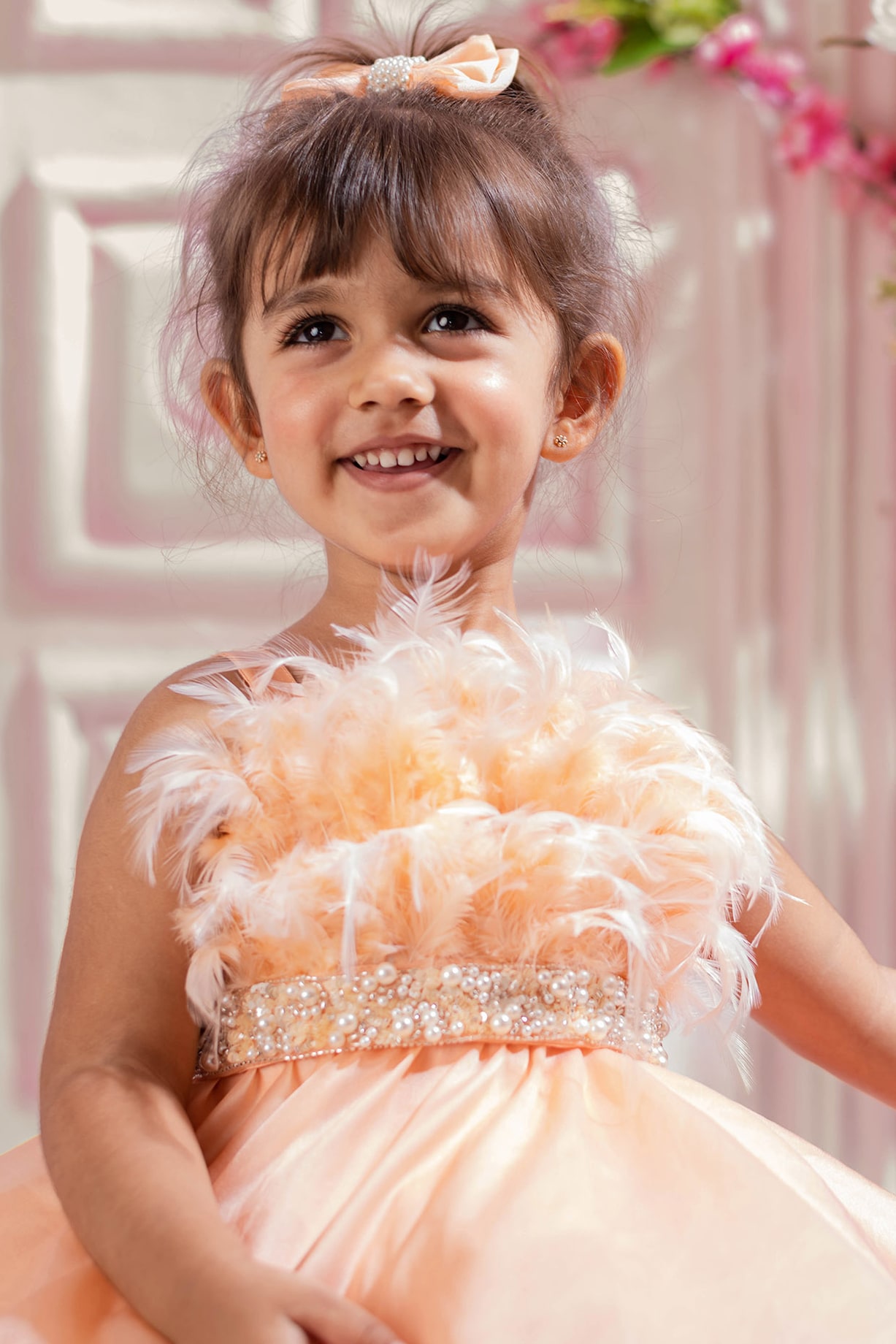 Peach Viscose Organza Dress For Girls Design by Ba Ba Baby clothing co. at  Pernia's Pop Up Shop 2024