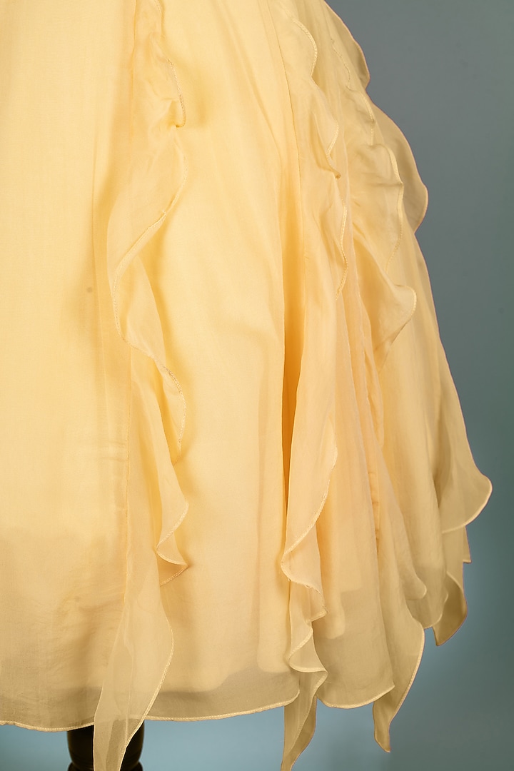 Yellow Viscose Organza Lehenga Set For Girls by Ba Ba Baby clothing co. at Pernia's Pop Up Shop