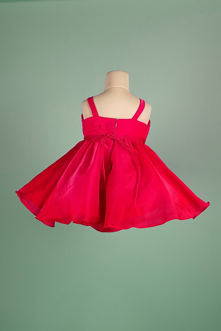 Fuchsia Satin Art Organza Dress For Girls by Ba Ba Baby clothing co. at Pernia's Pop Up Shop