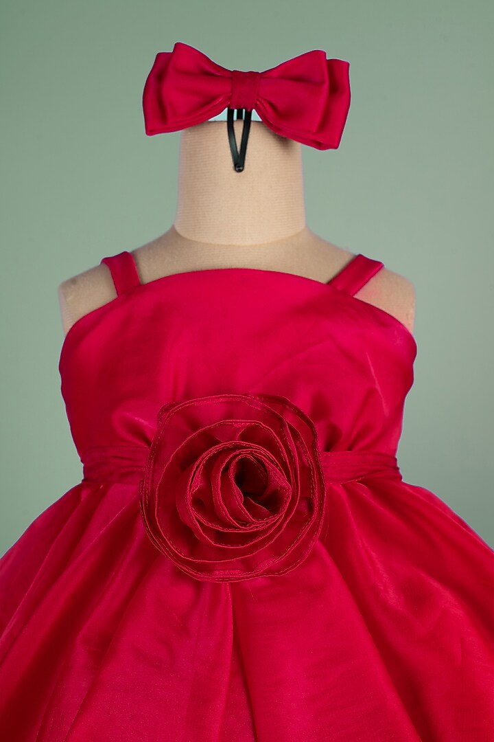 Fuchsia Satin Art Organza Dress For Girls by Ba Ba Baby clothing co. at Pernia's Pop Up Shop