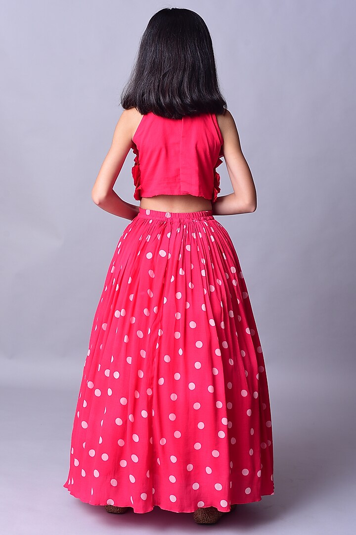 Red Printed Lehenga Set For Girls by Ba Ba Baby clothing co. at Pernia's Pop Up Shop