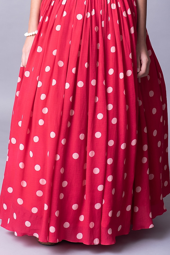 Red Printed Lehenga Set For Girls by Ba Ba Baby clothing co. at Pernia's Pop Up Shop
