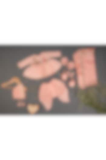 Soft Pink Linen Chanderi & Mulmul Hand Embroidered Kurta Set For Girls by Ba Ba Baby clothing co. at Pernia's Pop Up Shop