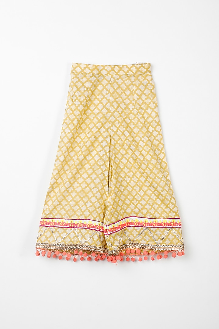 Olive Green Printed Kurta Set For Girls by Bloomers by Amrita M at Pernia's Pop Up Shop