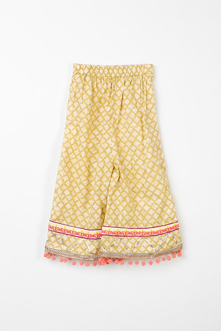 Olive Green Printed Kurta Set For Girls by Bloomers by Amrita M at Pernia's Pop Up Shop