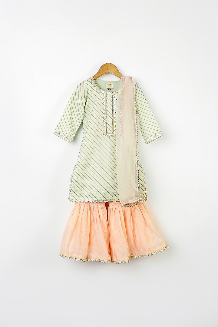 Peach Cotton Sharara Set For Girls by Bloomers by Amrita M