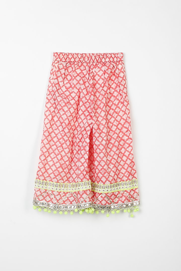 Tomato Red Printed Kurta Set For Girls by Bloomers by Amrita M at Pernia's Pop Up Shop