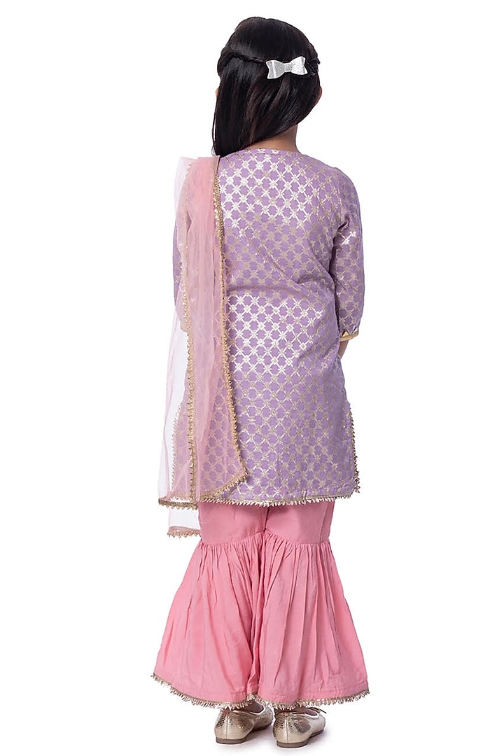 Pink Cotton Sharara Set For Girls by Bloomers by Amrita M at Pernia's Pop Up Shop
