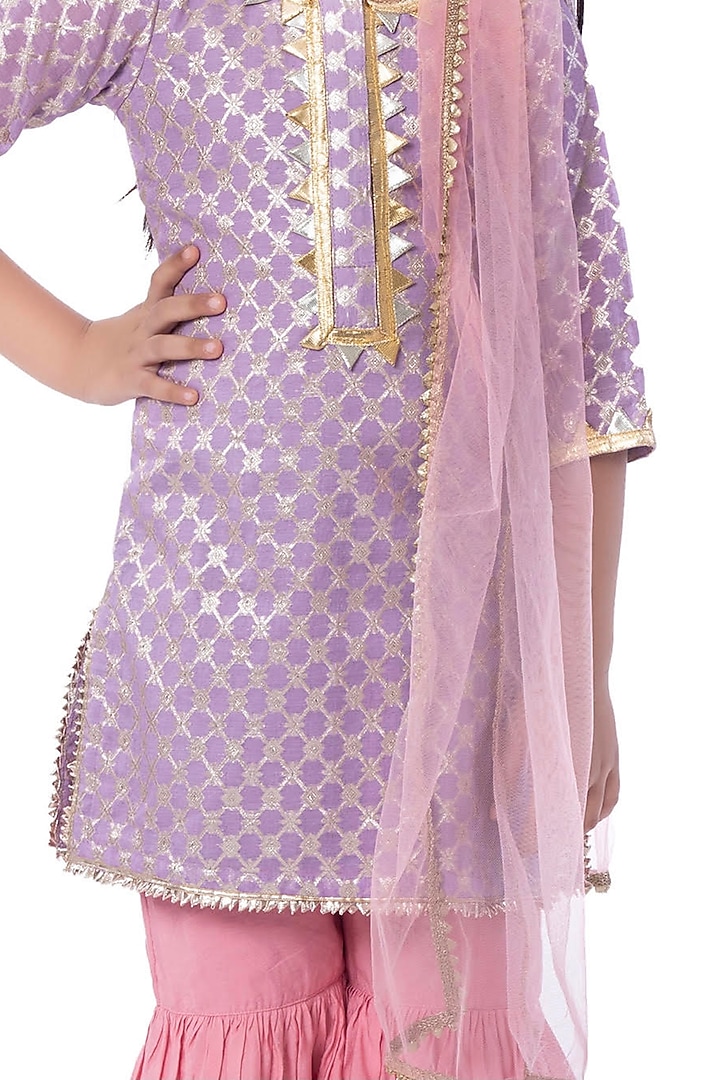 Pink Cotton Sharara Set For Girls by Bloomers by Amrita M at Pernia's Pop Up Shop