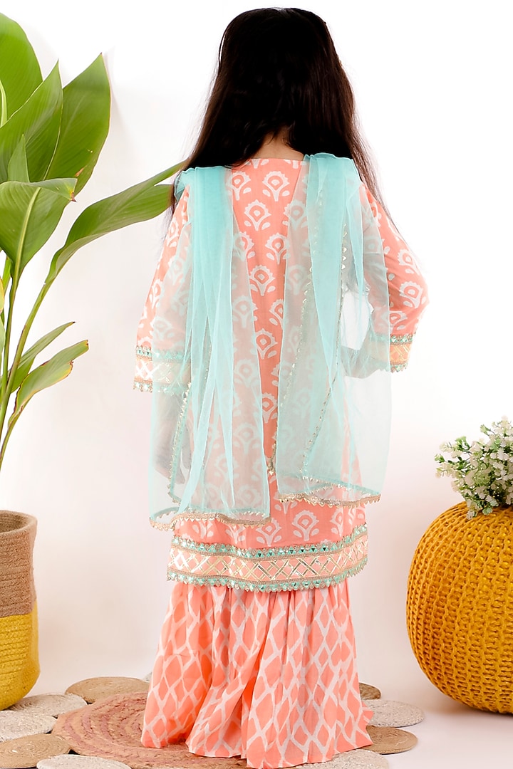 Peach Soft Cotton Sharara Set For Girls by Bloomers by Amrita M at Pernia's Pop Up Shop
