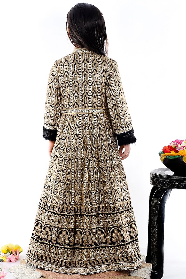 Black Georgette Gown For Girls by Bloomers by Amrita M at Pernia's Pop Up Shop