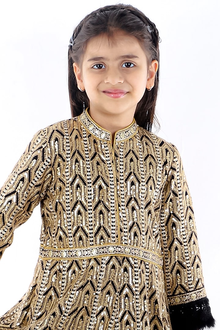 Black Georgette Gown For Girls by Bloomers by Amrita M at Pernia's Pop Up Shop