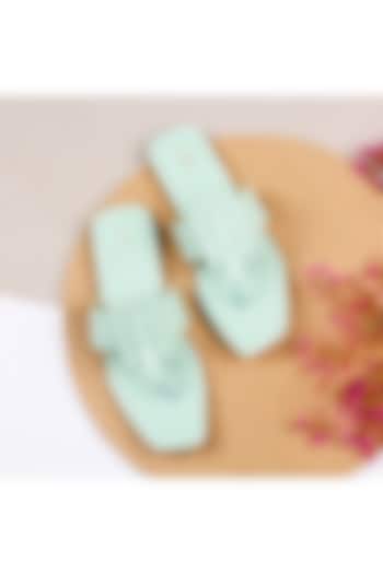 Mint Blue T Shaped Upper Kolhapuris by Bombay Brown at Pernia's Pop Up Shop