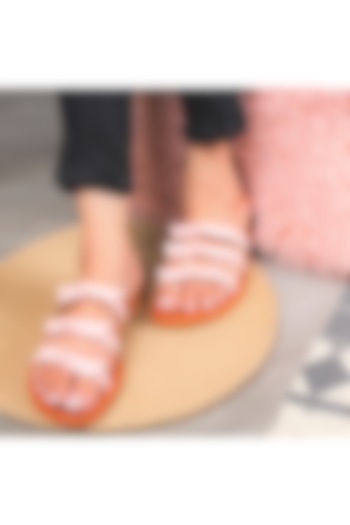 Pink Handcrafted Flat Sliders by Bombay Brown