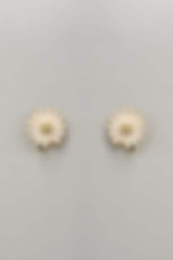 Gold Finish Floral Stud Earrings by Brashbug at Pernia's Pop Up Shop