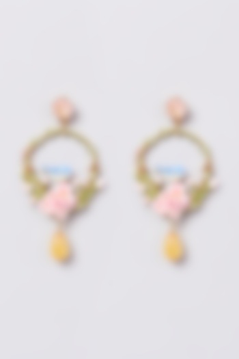 Gold Plated Enameled Earrings by Brashbug