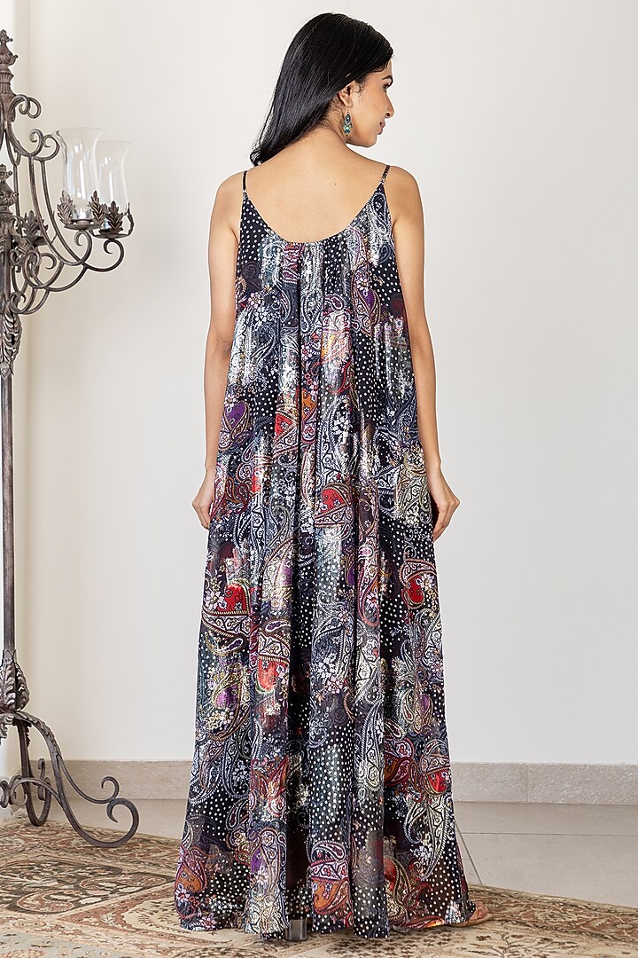 Black Georgette Spaghetti Summer Dress by Inara Jaipur at Pernia's Pop Up Shop