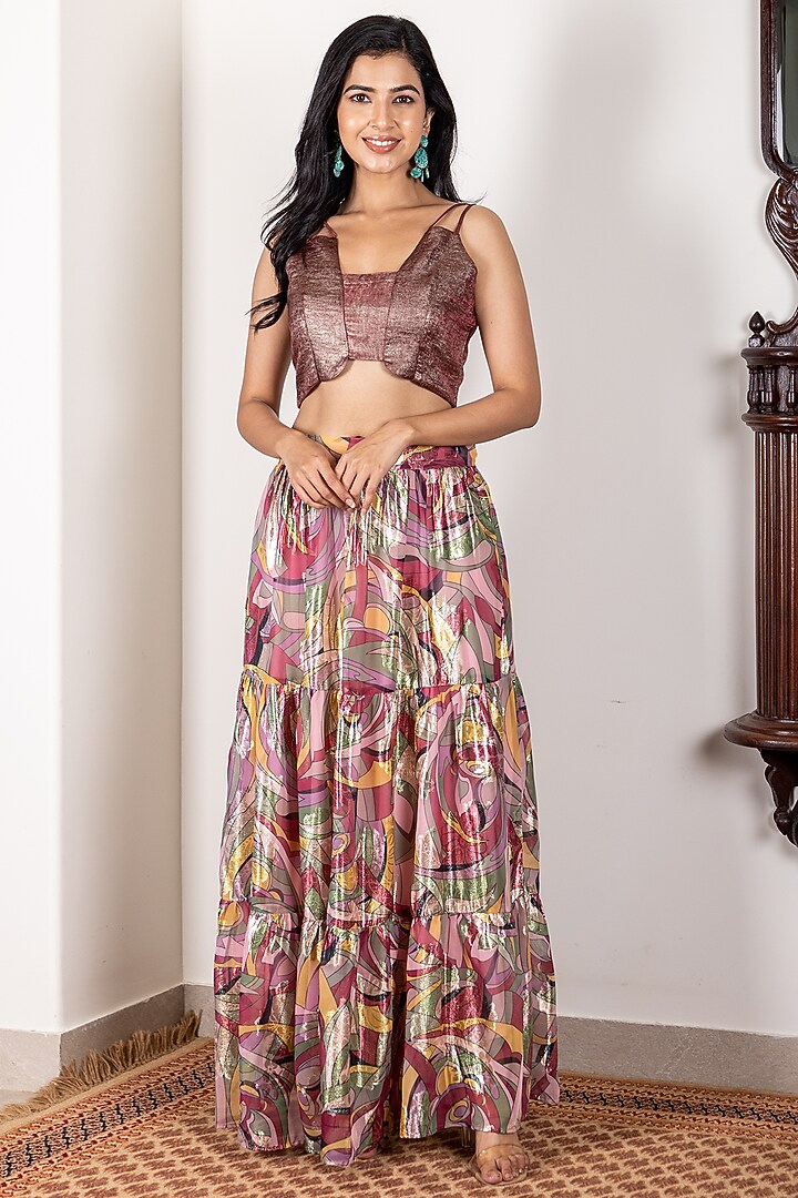 Multi-Colored Georgette Skirt Set by Inara Jaipur at Pernia's Pop Up Shop
