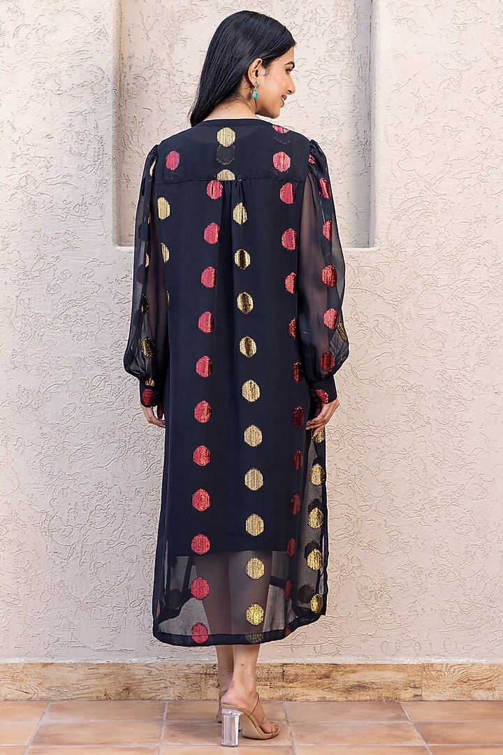 Black Polka Dotted Summer Dress by Inara Jaipur at Pernia's Pop Up Shop